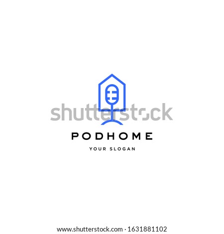 Podcast house logo icon illustration