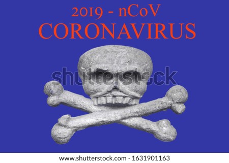 New Coronavirus-2019-nCoV, Wuhan virus concept. Coronavirus-2019-nCoV banner and image of skull and crossbones. Chinese outbreak of coronavirus.