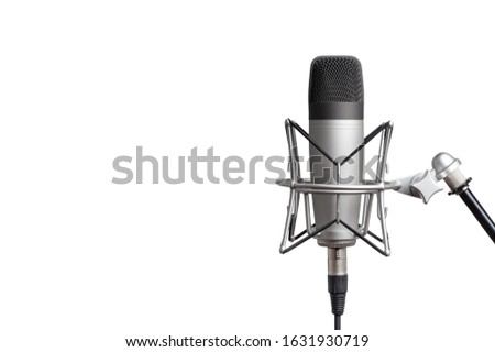 professional studio condenser microphone for voice recording on a white background. isolated on white background
