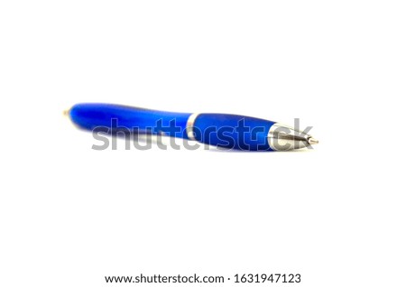 blue pen isolated on a white background.