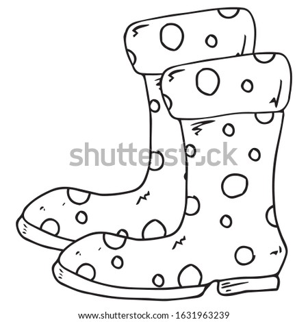 Garden rubber boots. Vector illustration of rubber boots. Spring rubber boots for gardening.