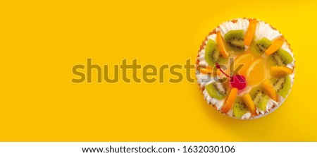 fruit cake on a colored background