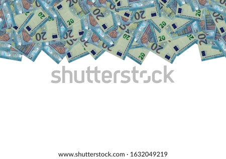 Pattern part of 20 euro banknote close-up with small blue details