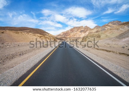 on the road on artists drive in death valley national park in california in the usa