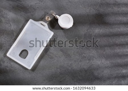 Identification card on gray background