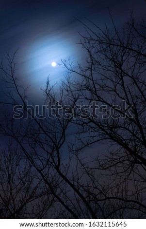 Long exposure full moon with clouds rushing by