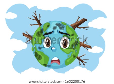 World issue with pollutions and drought illustration
