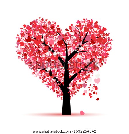 Love tree. Valentines day card for your design. Vector illustration