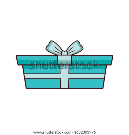 blue gift box with bow icon over white background, vector illustration