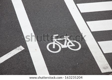 Mark of a bicycle zone and Pedestrian crossing, Japan 