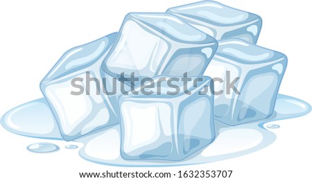 Pile of ice melting on white background illustration
