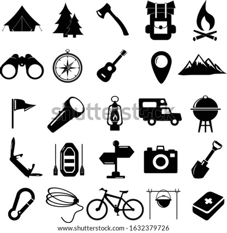 Camping. A simple set of camping icons. Universal camping icons to use for the web and mobile user interface.