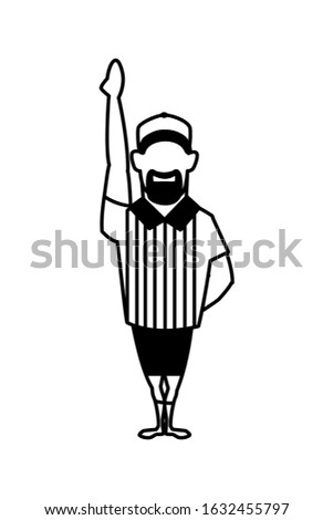 american football referee with his hand up on white background vector illustration design