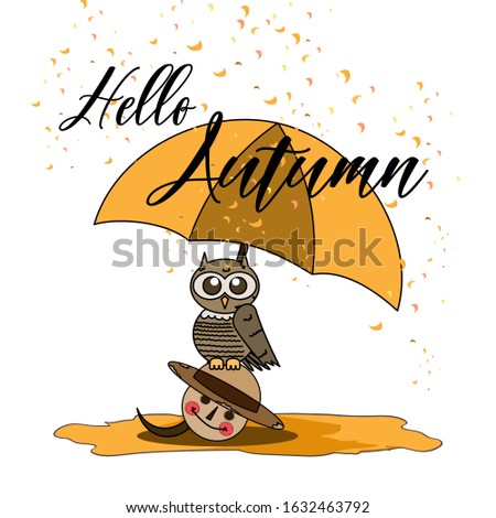 vector illustration of cartoon owl and pumpkin man in autumn. vector illustration of cartoons for cartoons, clip art, posters, stickers and animations
