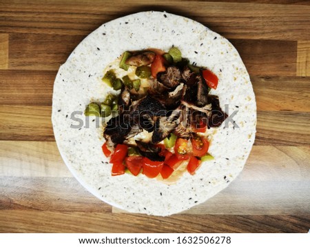 tortilla bread with meat as nice food background