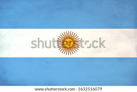 Grunge Flag of Argentina, Argentina flag pattern on the concrete wall,  flag of Argentina banner on scratched vintage texture, retro effect , Background for design in country flag