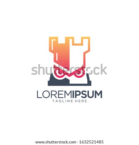 Angry Chess Castle Logo Design Vector Template
