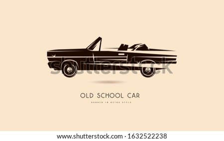Poster with the silhouette of a car. Isolated on light background
