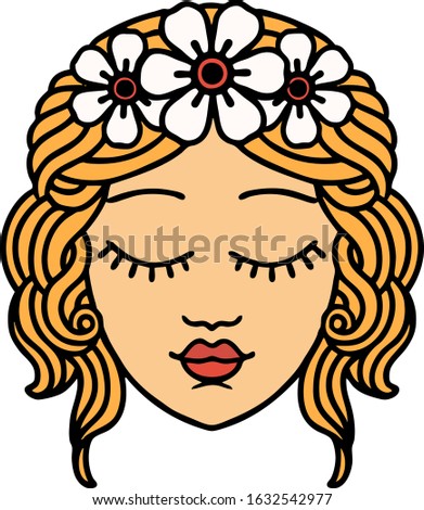 tattoo in traditional style of a maidens face