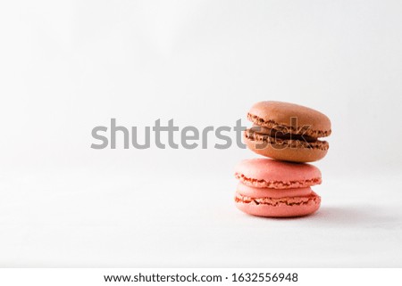 delicious Macarons on white background with space for text
