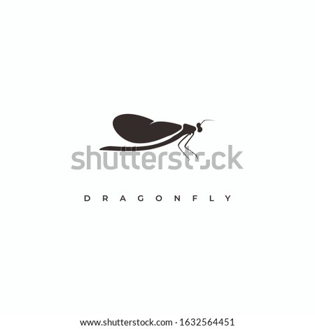 Dragonfly silhouette logo design vector