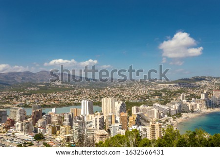 Scenic panorama of the resort town of Calpe from the Natural Park of Penyal d'Ifac. Calpe. Costa Blanca. Valencia. Spain.