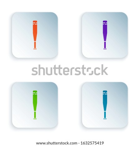 Color Baseball bat icon isolated on white background. Set icons in square buttons. Vector Illustration