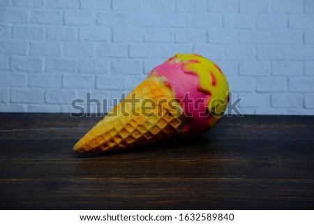 Close-up of a plastic ice-cream, ice cream toy
