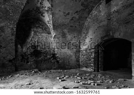 Abandoned underground in black and white