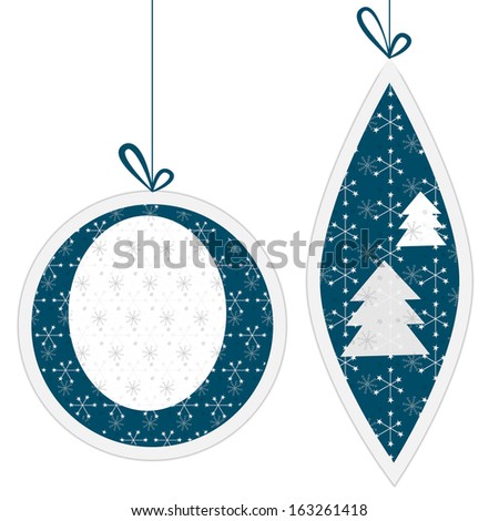 two Christmas ornaments with patterns