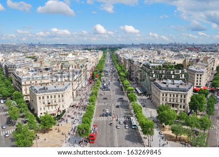 Paris. View of the Champs Elysees from the Arc de Triomphe Royalty-Free Stock Photo #163269845