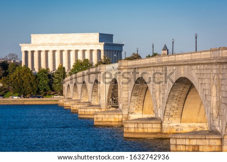 Washington, DC on the Potomac River with Jefferson Memorial.