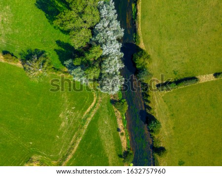 Aerial photo of meandering river, Dorset