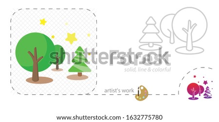 forest vector flat illustration, solid, line icon