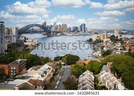 View point of Sydney harbour with city and bridge in day time,  Australia.