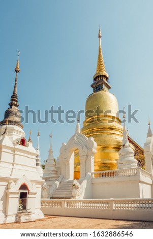 Golden stupa in Wat Suan Dok temple in Chiang Mai, Northern Thailand