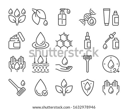 Skin care icon. Natural Skin Care Ingredients line icons set.