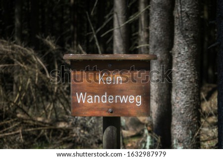 No hiking trail sign in german 