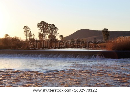beautiful still day on the fish river outside Cradock Royalty-Free Stock Photo #1632998122