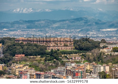 Aerial view of national museum of Capodimonte, located in the Royal Palace and garden of Capodimonte, a great Bourbon palace in Naples, Campania, Italy Royalty-Free Stock Photo #1632999178