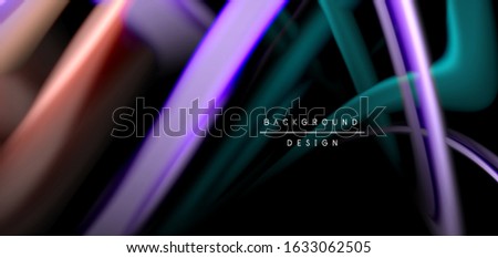 Abstract silk smooth lines on black, multicolored liquid fluid rainbow style waves on black. Vector Illustrations For Wallpaper, Banner, Background, Card, Book, Illustration, landing page, cover