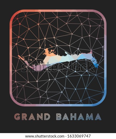 Grand Bahama map design. Vector low poly map of the island. Grand Bahama icon in geometric style. The island shape with polygnal gradient and mesh on dark background.