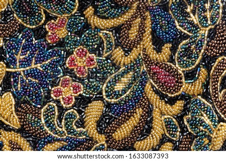 multi-beaded background. vintage patterns flowers. place for text Royalty-Free Stock Photo #1633087393