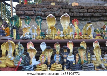 Snake statue in wat jed yod Chiang Mai Thailand