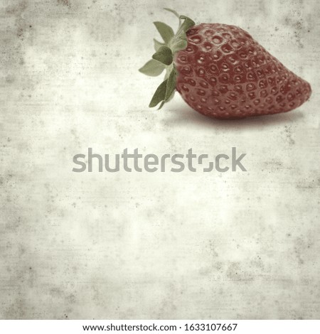 textured stylish old paper background, square, with red ripe strawberries
