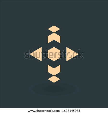 Logistics or delivery logo template. Hexagon with four arrows in different directions. Express money, internet digital fast transfer icon. logistic delivery courier provider. Vector illustration