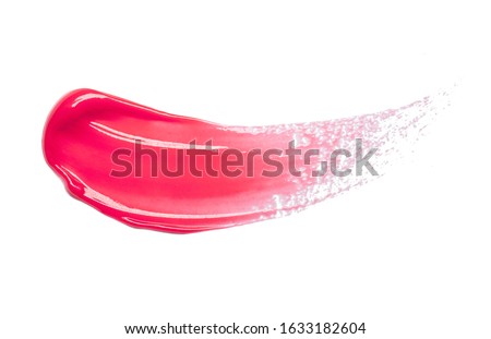 Lip gloss pink berry color smudge sample isolated on white background Royalty-Free Stock Photo #1633182604