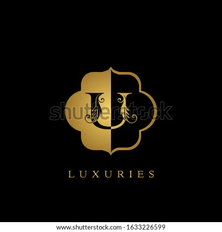 Golden Initial Letter U Luxury Logo  vector design for luxuries business identity.