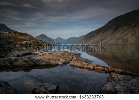 Sunrise over Wast Water a lake located in Wasdale, a valley in the western part of the Lake District National Park, England, it is the deepest lake in England at 258 feet