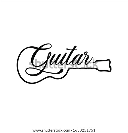 Guitar logo Design Vector Stock Illustration . Guitar Shop Logo . Rock music festival logo